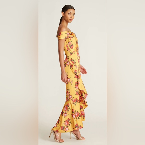 THEIA Rylee Floral Off-The-Shoulder Dress Size 8 - Picture 3 of 5